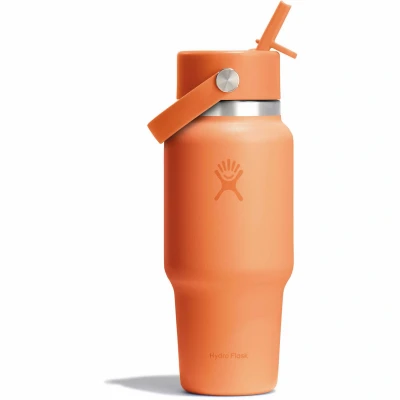 Εικόνα του Hydro Flask 24oz / 709ml Μπουκάλι ταξιδιού με πλατύ στόμα + Flex ψάθινο καπάκι μπουκάλι νερού