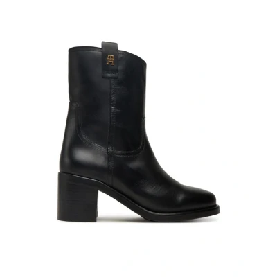 Εικόνα του Tommy Hilfiger Μποτάκια Riding Lthr Mid Boot Block Heel FW0FW08776 Μαύρο