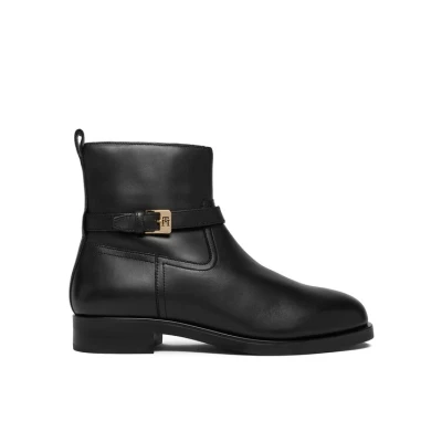 Εικόνα του Tommy Hilfiger Th Buckle Riding Leather Bootie FW0FW08781 Μποτάκια Φλατ Μαύρο