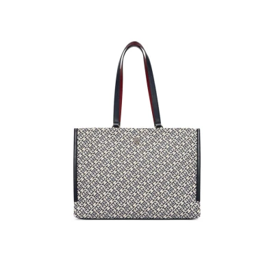 Εικόνα του Tommy Hilfiger Jacquard TOTE blue/offwhite, Γυναίκες, Μέγεθος: One Size, Blue/off/white