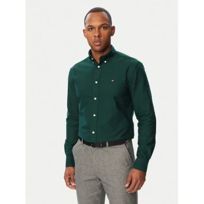 Εικόνα του Tommy Hilfiger Πουκάμισο Solid Heritage MW0MW35774 Σκούρο πράσινο Regular Fit
