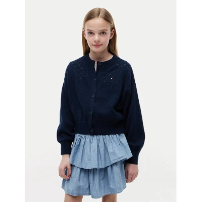 Εικόνα του Tommy Hilfiger Ζακέτα Pointelle KG0KG09503 Σκούρο μπλε Relaxed Fit