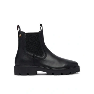 Εικόνα του Tommy Hilfiger Μποτάκια με λάστιχο Th Monogram Leather Chelsea Boot FW0FW09562 Μαύρο