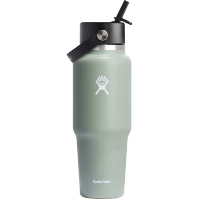 Εικόνα του Hydro Flask 32oz / 946ml Μπουκάλι ταξιδιού με πλατύ στόμα + Flex ψάθινο καπάκι μπουκάλι νερού