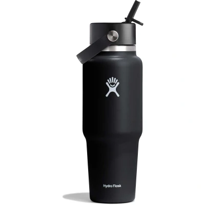 Εικόνα του Hydro Flask 32oz / 946ml Μπουκάλι ταξιδιού με πλατύ στόμα + Flex ψάθινο καπάκι μπουκάλι νερού