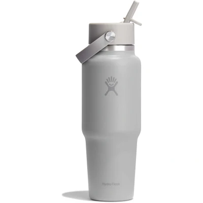 Εικόνα του Hydro Flask 32oz / 946ml Μπουκάλι ταξιδιού με πλατύ στόμα + Flex ψάθινο καπάκι μπουκάλι νερού